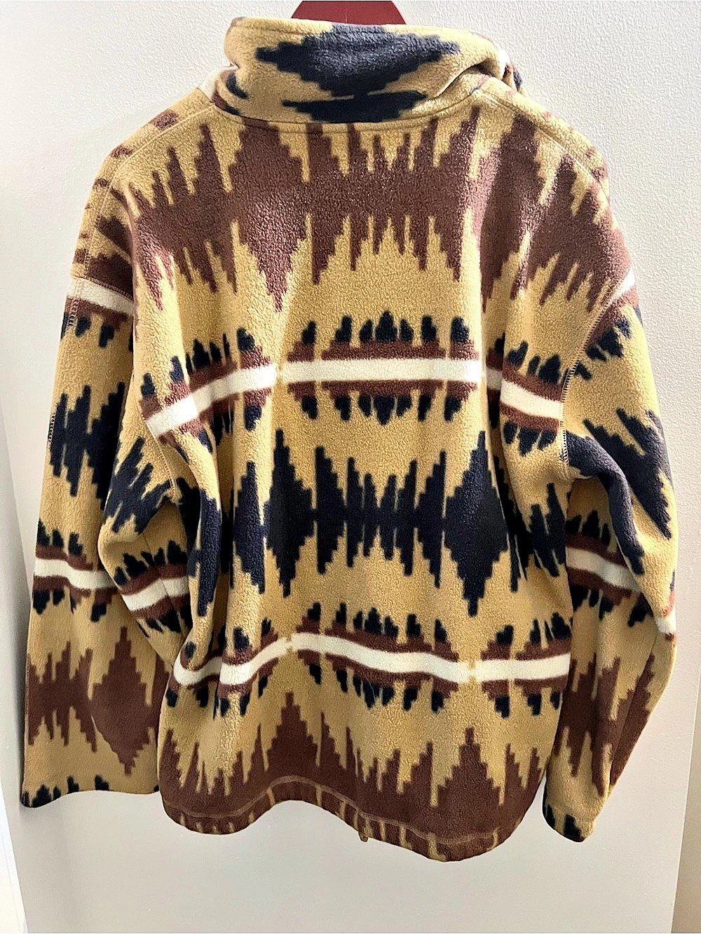 American Eagle Geometric Fleece Jacket in Brown & Tan Size Medium - Picture 4 of 5